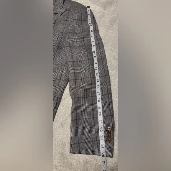 Paul Fredrick Gray Plaid Double-Breasted Blazer